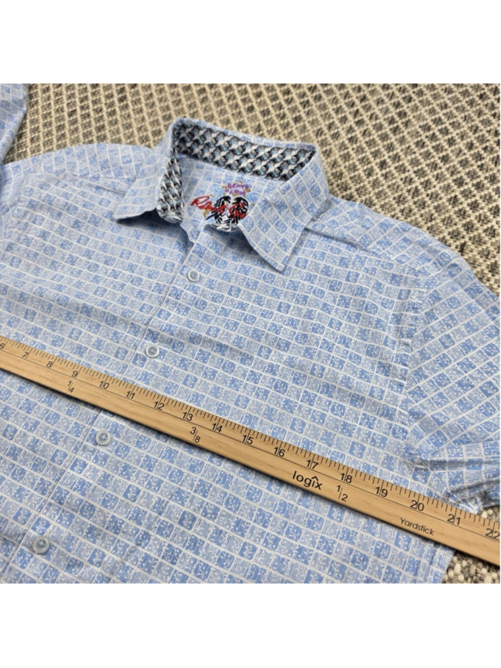 Robert Graham Men's M Dalegard Blue Geometric Long Sleeve Flip Cuff Shirt - Picture 7 of 9